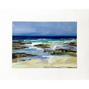 8x10 Oregon Original Oil Painting Seascape Beach Rocks Reef Impressionist Signed